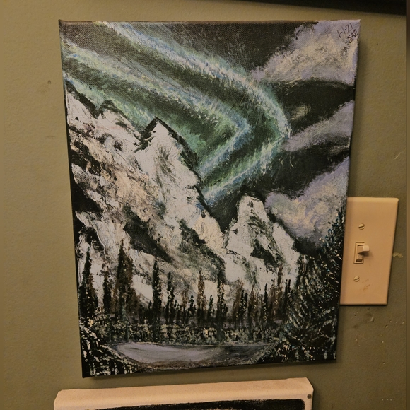 Artisan Hand Crafted Original "Mountain Glow" Landscaping Acrylic Painting - Picture 5 of 8